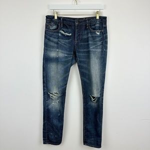 Polo Ralph Lauren Astor Boyfriend Jeans Distressed Blue Denim Mid Rise Size 28.